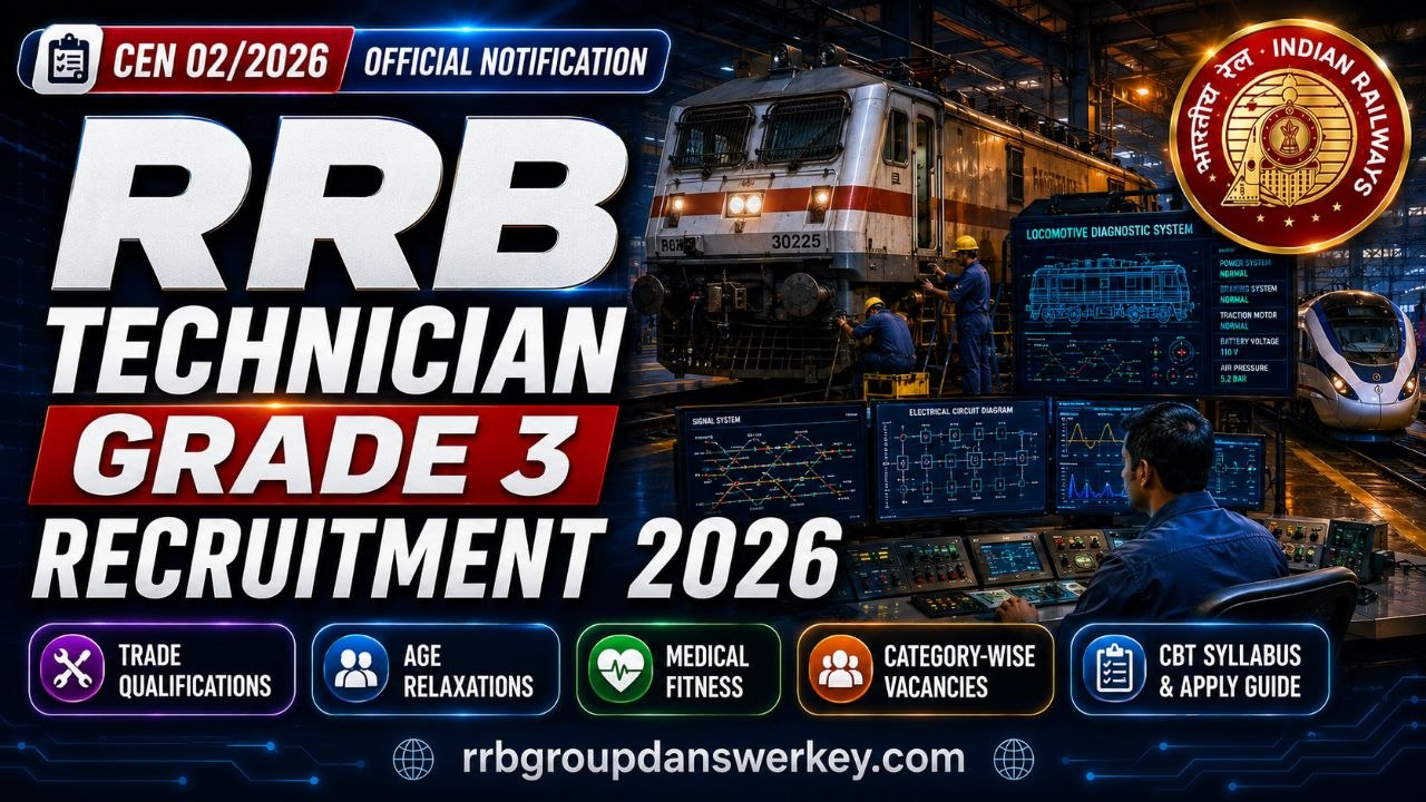 RRB Technician Grade 3 Recruitment 2026: CEN 02/2026 Notification for 6234 Posts, ITI/10+2 Trades, Syllabus & Selection Process